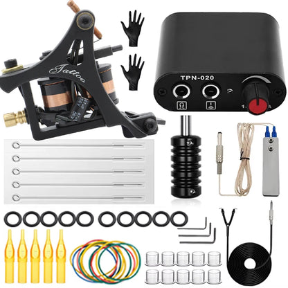 Coils Tattoo Machine Kit Power Supply with Tattoo Needles Ink Accessories Set for Tattoo Body Art Tool Permanent Makeup Kit