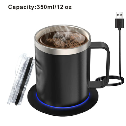 Self Heating Coffee Mug USB Powered Heated Cup with Temperature Control 131℉ Electric Coffee Mug Warmer for Desk Heated Mug