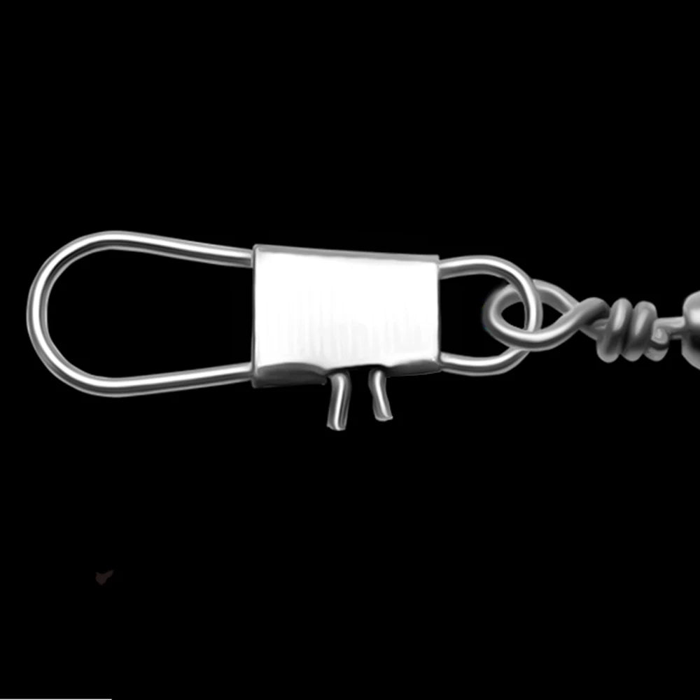 50/100pcs 4-12# Fishing Connector Pin Bearing Rolling Swivel Stainless Steel With Snap Fishhook Lure Tackle Accessorie