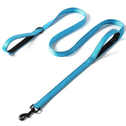 Hundkoppel i nylon med två handtag – reflekterande träningskoppel 120, 150 eller 180 cm