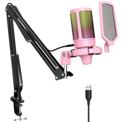 FIFINE A6T USB-mikrofonkit med RGB och bomarm