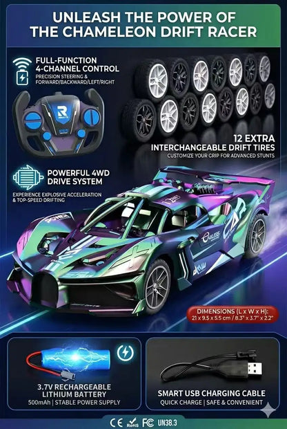 Radiostyrd driftbil med uppladdningsbart 3,7 V-batteri, 21/28 cm