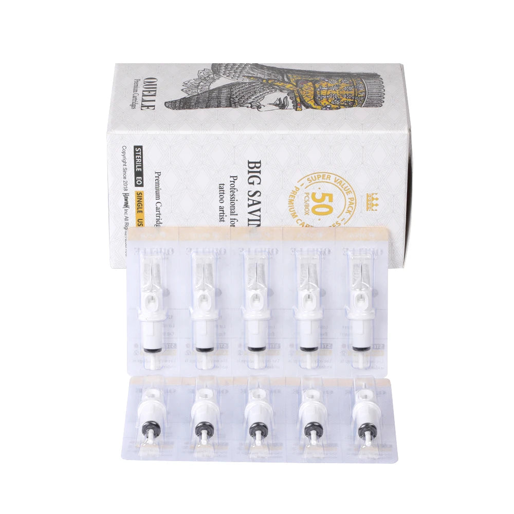 QUELLE 50PCS Disposable Sterile Tattoo Needles RL/RLT (0.30MM) Revolution Cartridge For Tattoos Machines Makeup Body Art Tattoo