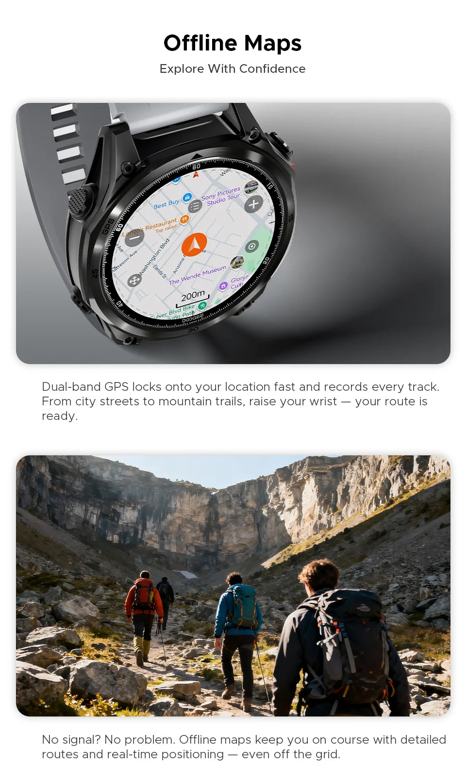 DOOGEE ANYWISE W1 PRO Smartwatch 1.43'' 5ATM Water Resistance 178 Sports Modes Health Monitoring Geomagnetic Sensor Offline Maps