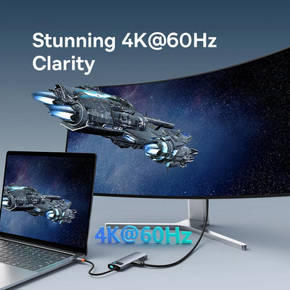 Baseus 7-in-1 Gen 2 USB C HUB 4K@60Hz HDMI 3* USB 3.0 PD 100W Type C Port SD/TF Card Reader for Macbook iPad M2 M1 Steam Deck