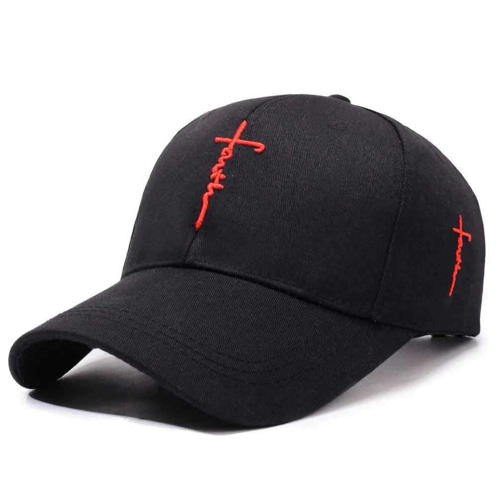 Casual Baseball Cap with English Cross Embroidery Adjustable Hat for Men Women Teens