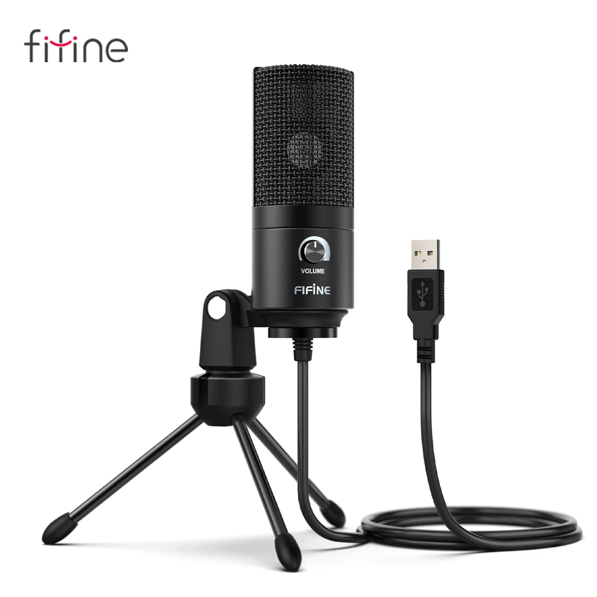 FIFINE USB Condenser Microphone with Gain Knob,Metal Recording Mic for Home Studio,Podcasting,Voice-over,Laptop,Windows -K669