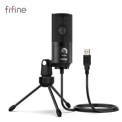 FIFINE USB Condenser Microphone with Gain Knob,Metal Recording Mic for Home Studio,Podcasting,Voice-over,Laptop,Windows -K669