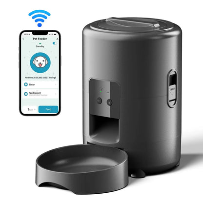 2L Smart Auto Pet Feeder Timing 5V USB Smart Automatic Dog Pet Feeder For Cats Dog Button WIFI APP Intelligent Dry Food Dispenser Dog Bowl No 5V USB Plug