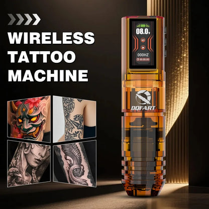 DQFART 1600mAh P2 LED Digital Display Electric Wireless Tattoo Machine Set 12V 6Colors Accessories Body Art Creative Designs
