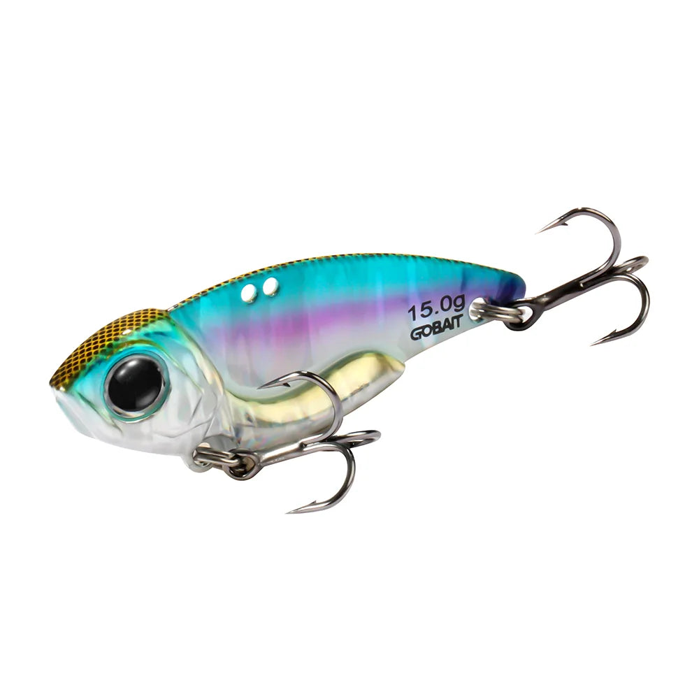 VIB Lure Metal Jig HardBait 7g 10g 15g Spoon Spinner Laser Painting 3D Eyes Fishing Tackle Strong 3X Hooks Swimbait Pesca Bait