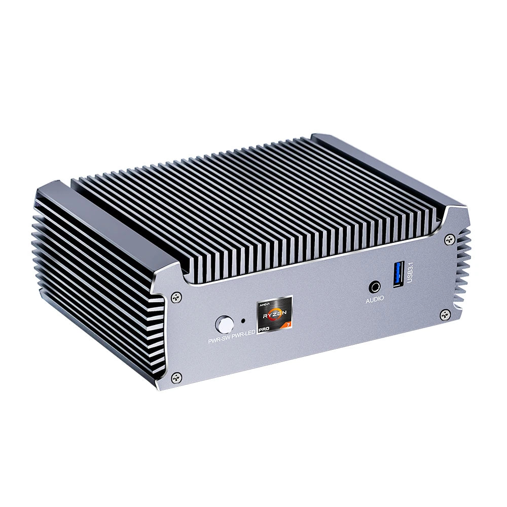 2026 FU02 Fanless AMD Mini Computer Ryzen 9 4950U 7 7730U 5825U 4700U Windows 11 Gaming PC Dual LAN Firewall 2*HDMI2.0 NVMe DDR4