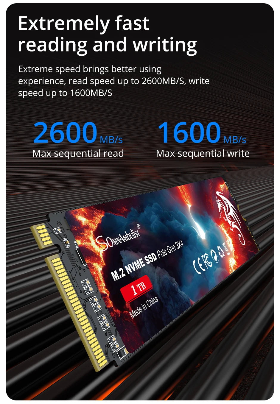 SomnAmbulist SSD M2 NVME 128GB 256GB 512GB 1TB SSD M.2 2280 PCIe 3.0 Internal Solid State Drive For Laptop Desktop Game Console