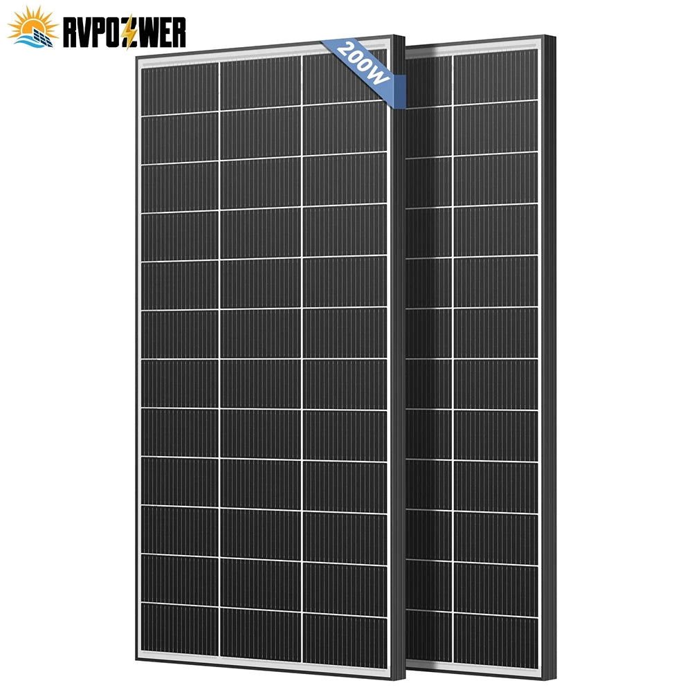 RVPOZWER Bifacial Solpanel 200W/400W/800W – N-Type 18BB, ~25% Verkningsgrad, +15% Bifacial, IP68, 25års Livslängd, Tak/Stuga/Off-Grid, EU-lager (Tyskland)