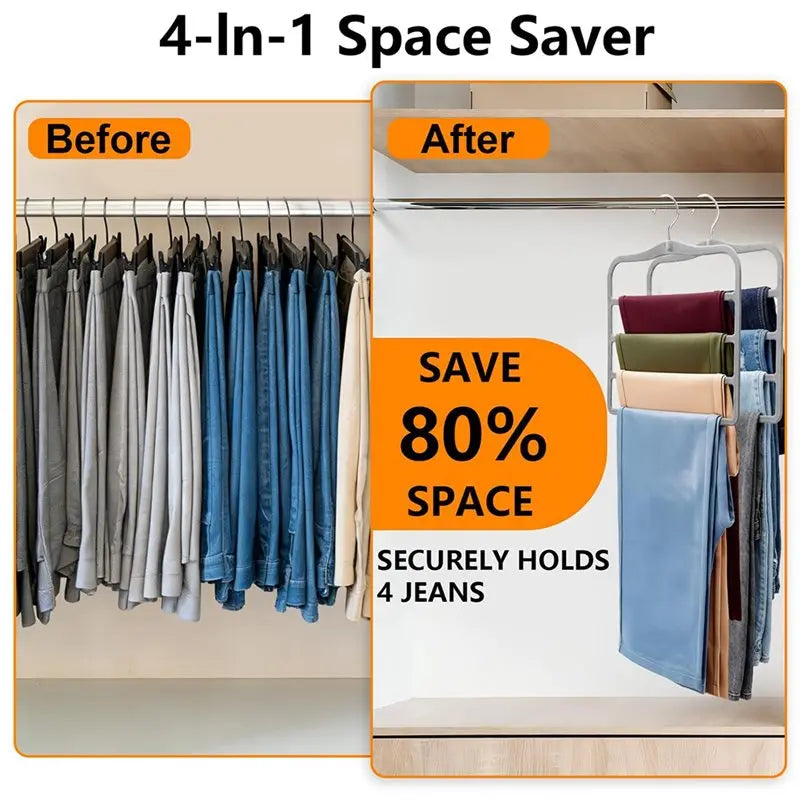 L60A Hangers, Space-Saving Multi-Tier Closet Organizers For,Trousers, Skirts, Scarves,Non-Slip Vertical Storage