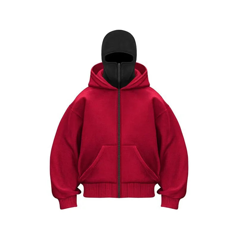 Hoodie Dubbelhuva & Ninja-mask Eget Tryck – Dragkedja | Reklamkläder & Profilprodukter