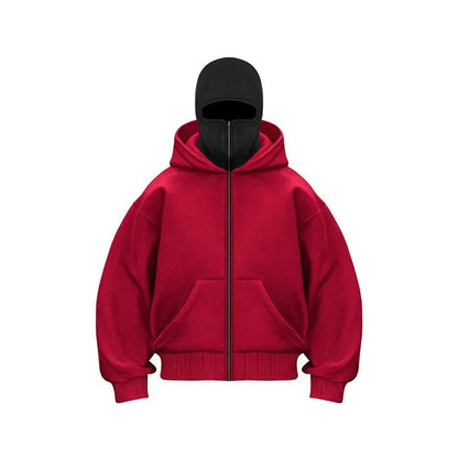 Hoodie Dubbelhuva & Ninja-mask Eget Tryck – Dragkedja | Reklamkläder & Profilprodukter