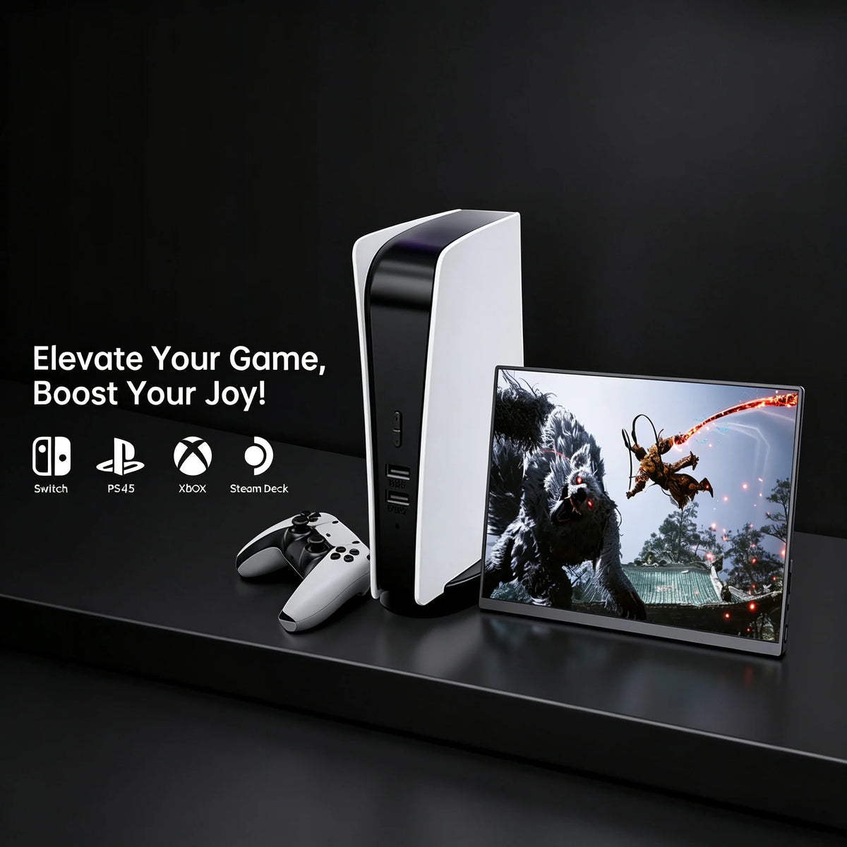 13.3 Inch 2K QHD Portable Monitor, 400 Nits, 100% SRGB, 16:10 Aspect Ratio, Built-in Speakers, VESA Mountable, Integrated Hidden