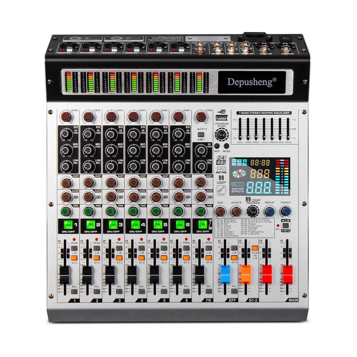 Depusheng AG8/AG12 ljudmixer med Bluetooth och 99 DSP-effekter