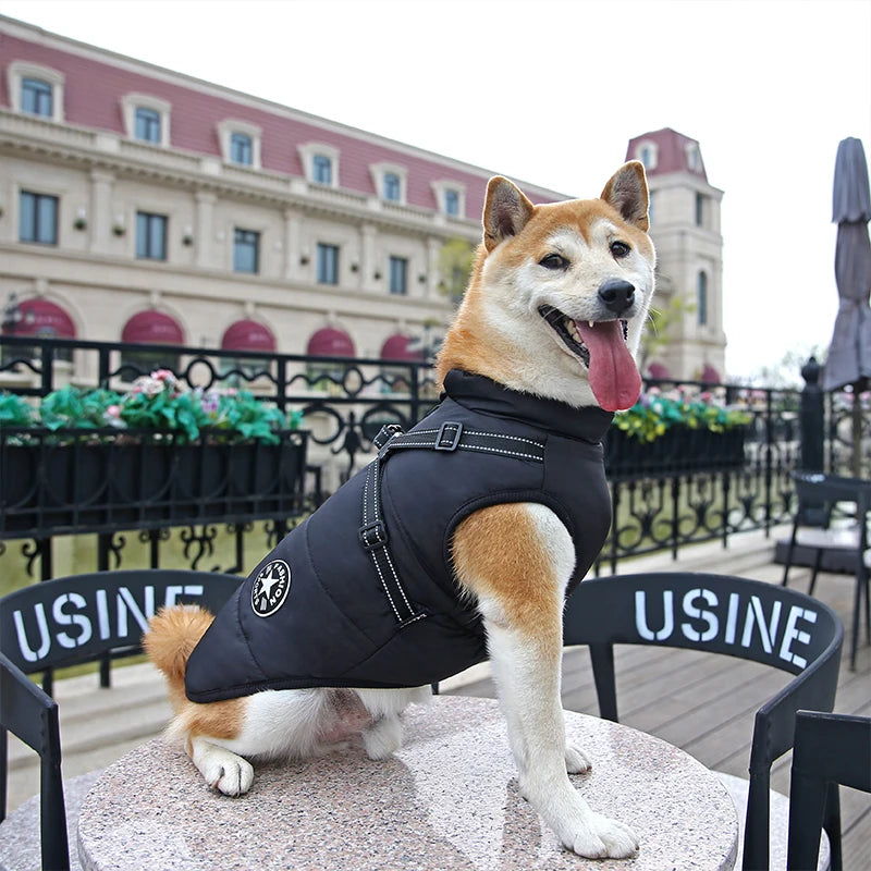 Waterproof Warm Dog Jacket Vest Winter Dog Clothes With Harness French-Bulldog Coat Pet Costume for Small Large Dogs Chihuahua