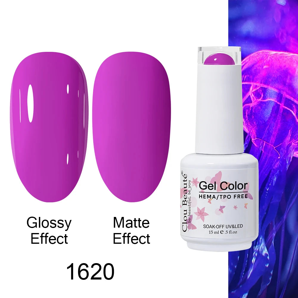 Clou Beaute Gel Nail Polish Neon Brown Royal Blue Red Green Pastal Nude Nail Art Varnishes Gel Lacquer Top Coat UV Gel Nail