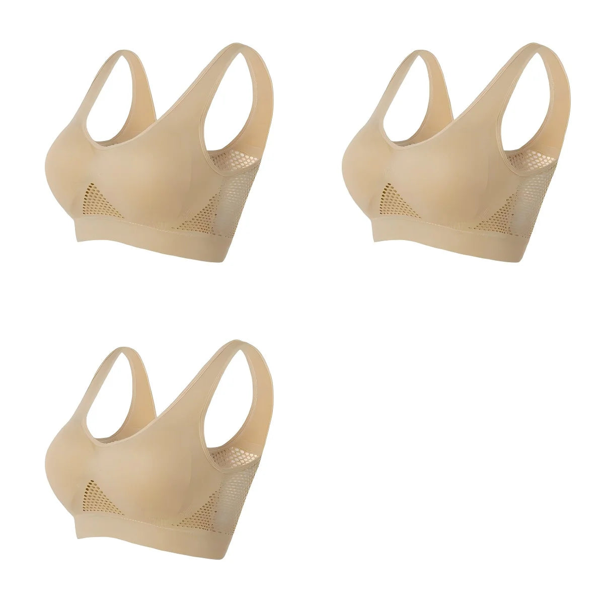 3PCS/lot Hollow out Breathable Sports Bra With Pad Plus Size Seamless Vest For Women Active Wirefree Brassiere Push Up Bra S-6XL