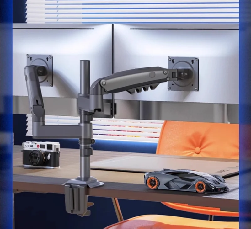 NB New H180 Full Motion 17'-27' Double Monitor Holder Gas Spring Arm LCD Mount Ergonomic Dual Arm Clamp Bracket 2-9kgs Each