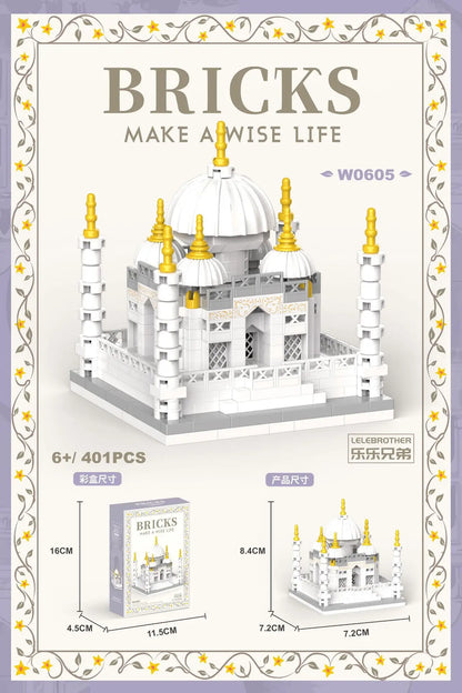 MOC Taj Mahal Byggklossar – Världsberömd Arkitektur Minimodell 288 eller 401 Bitar CE Pedagogisk Leksak 2026