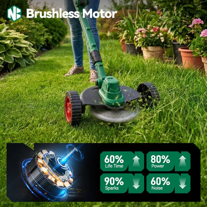 NEWBENY 3-i-1 Trådlös Borstlös Gräsklipparé Trimmer Såg 21V – Makita-kompatibel LED-display Förlängningsbar Trädgård 2026