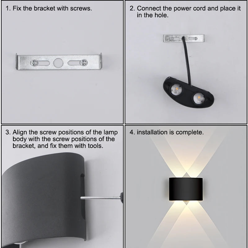 LED Vägglampa Upp & Ner Ljus – Vattentålig, Inne & Ute, AC 85–265V, 8 Stilar