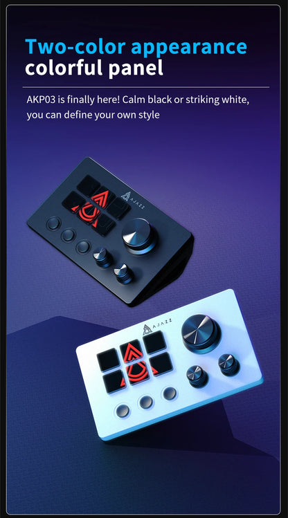 AJAZZ AKP03 Desktop Control Panel, Programmable Keypad for Stock Trading Live Streaming Audio Mixing, Shortcut Controller