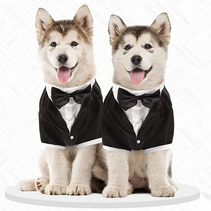 Dog Suit with Bow Tie Pet Tuxedo for Small Dogs Cats Formal Cat Clothes Puppy Outfits Pet Costume for Wedding Birthday Halloween
