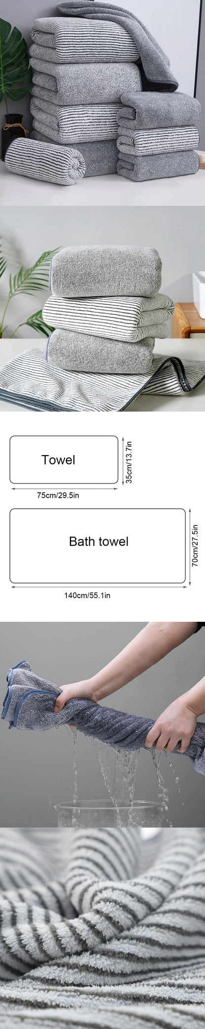 Thickening High Quality Bamboo Charcoal Coral Velvet Fiber Bath Towel Super Absorbent And Quick Drying Bath Towel Bathroom Use