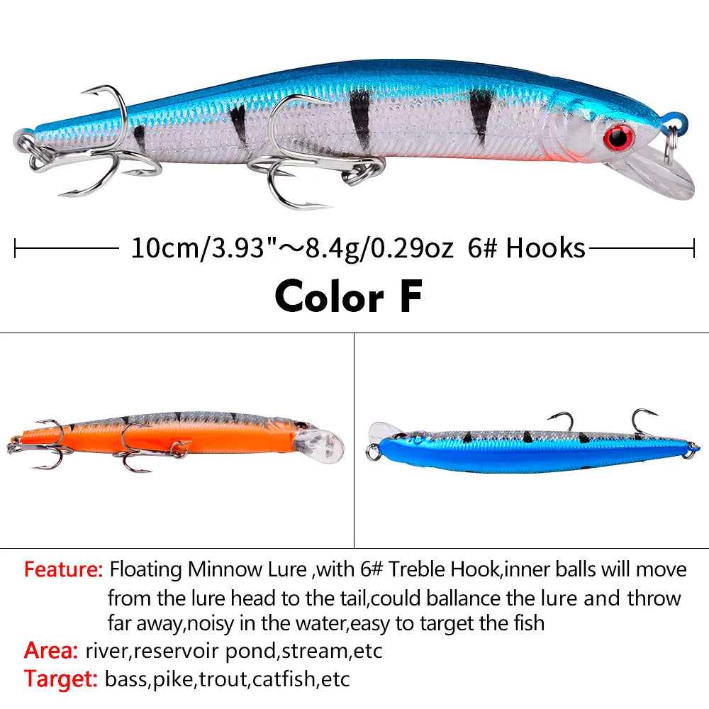 Floating Fishing Lure 8.4G 10CM Urgent Fishing Minnow Crank Lure Swinger Fishing Lure Set Processing Artificial Lure Kit