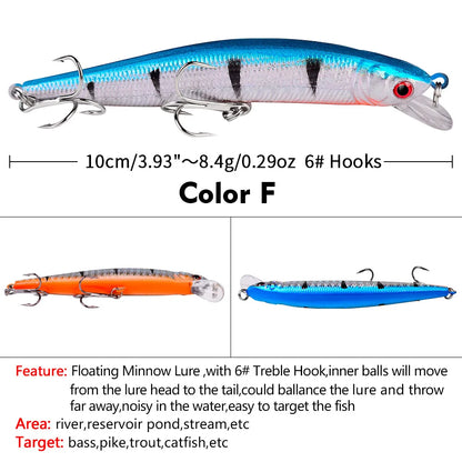 Floating Fishing Lure 8.4G 10CM Urgent Fishing Minnow Crank Lure Swinger Fishing Lure Set Processing Artificial Lure Kit