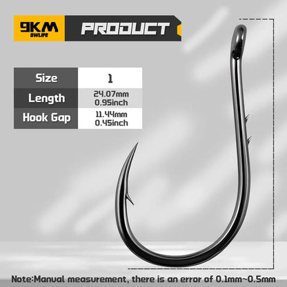 9KM Fishing Hooks Keeper, Baitholder Hook, 50~200Pcs Fishing Circle Hook High Carbon Steel for Freshwater & Saltwater