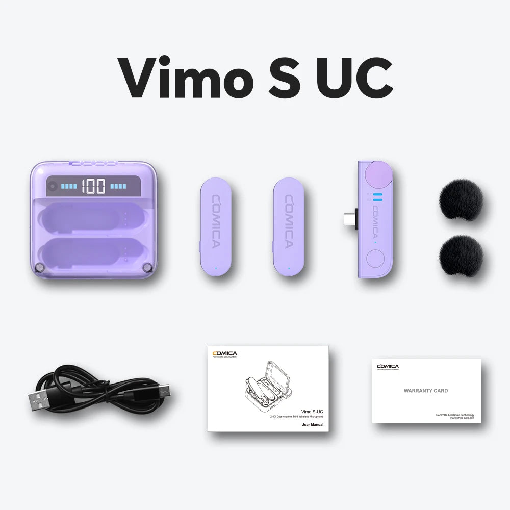 COMICA Vimo S Wireless Lavalier Lapel Microphone for iPhone Android Noise Cancellation Mic for Youtube Tiktok Vlogging Podcast