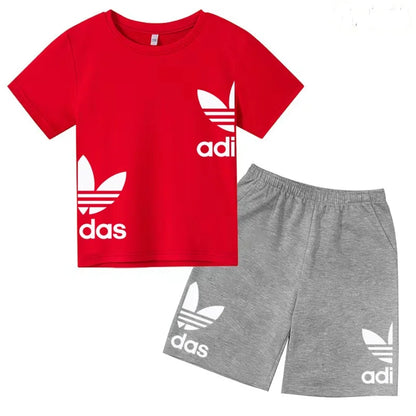 New Children Letter-Print Summer T-shirt Boy Girl Toddler3-12Years Short-Sleeved+Shorts Charming Casual Fashion Sports Brand Set
