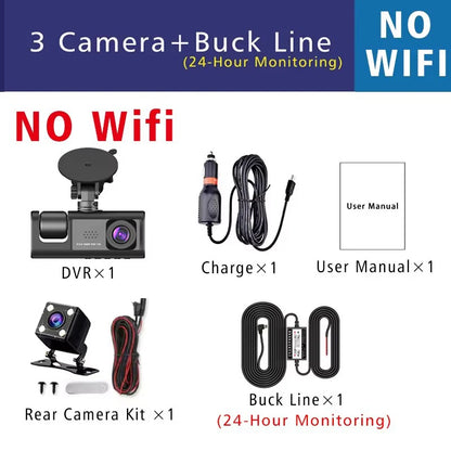 Wifi 3 Channel Dash Cam Three Way Car DVR Inside Vehicle Camera DVRs Recorder HD 1080P Video Mini Registrator Dashcam Camcord
