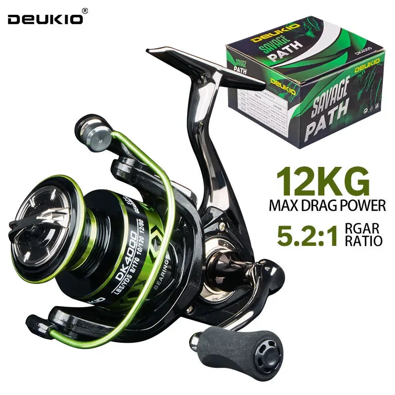 DEUKIO DK Spinning-rulle – Helmetall, 12kg Drag, 5.2:1, Salt- & Sötvatten