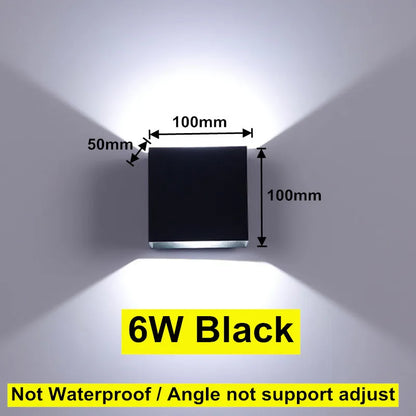 IP65 LED Kubvägglampa 6W/12W – Justerbar Vinkel, Inne & Ute, Aluminium, Varm/Kall/4000K