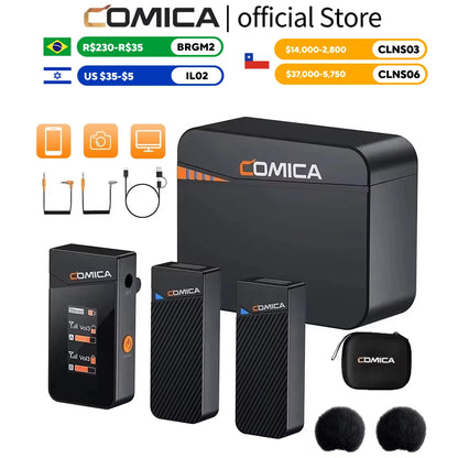 COMICA Vimo C 2.4G Wireless Lavalier Microphone with Charging Case,Lapel Mic for Camera Smartphone Podcast Interview Vlog