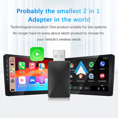 2026 Anyfar 2 in 1 Wireless CarPlay Adapter&Android Auto Wireless Adapter 5Ghz WiFi USB Plug Play CarPlay Wireless