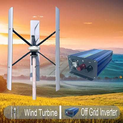 Vertikal Vindturbin 5kW/15kW/20kW 12V–220V – Permanent Magnet Generator Hushåll Camping Off-Grid, 5 Systemkonfigurationer
