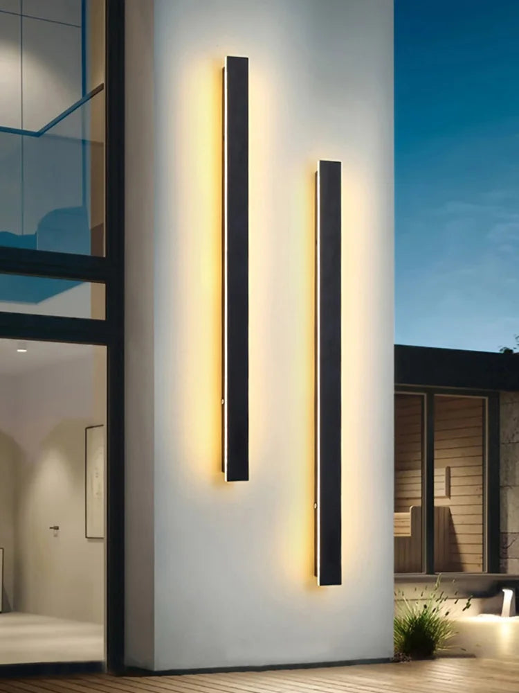 Minimalistisk LED Vägglampa Utomhus – IP65, Svart, 60–200CM, Varmvit/Neutral/Kallvit, Dimbar Fjärr
