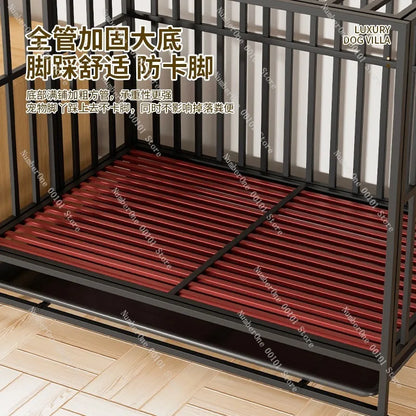 Heavy Duty Foldable Dog Crate for Large Medium Dogs Indoor Home Pet Cage Kennel with Toilet Tray Reinforced Square Tube Metal