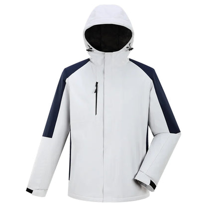 Vinterjakka med Huva och Eget Tryck eller Brodyr – Fleecefodrad Dragkedja Smart Casual M–4XL (Asian)