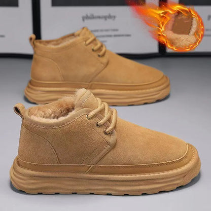 New Winter Snow Boots Men Plush Warm Men Boots Suede Leather Ankle Boot Comfortable Light Couple Cold Protection Sneakers