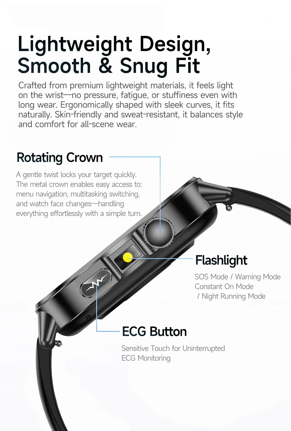 2026 ECG+PPG Daily Health Smart Watch Men Blood Fat Uric Acid Heart Rate Blood Oxygen Bluetooth Call Wellness Tracker Smartwatch