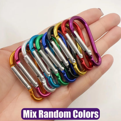 5-100Pcs Aluminum Carabiner Key Chain Clip Outdoor Camping Keyring Snap Hook Water Bottle Buckle Kit Climbing Accessories